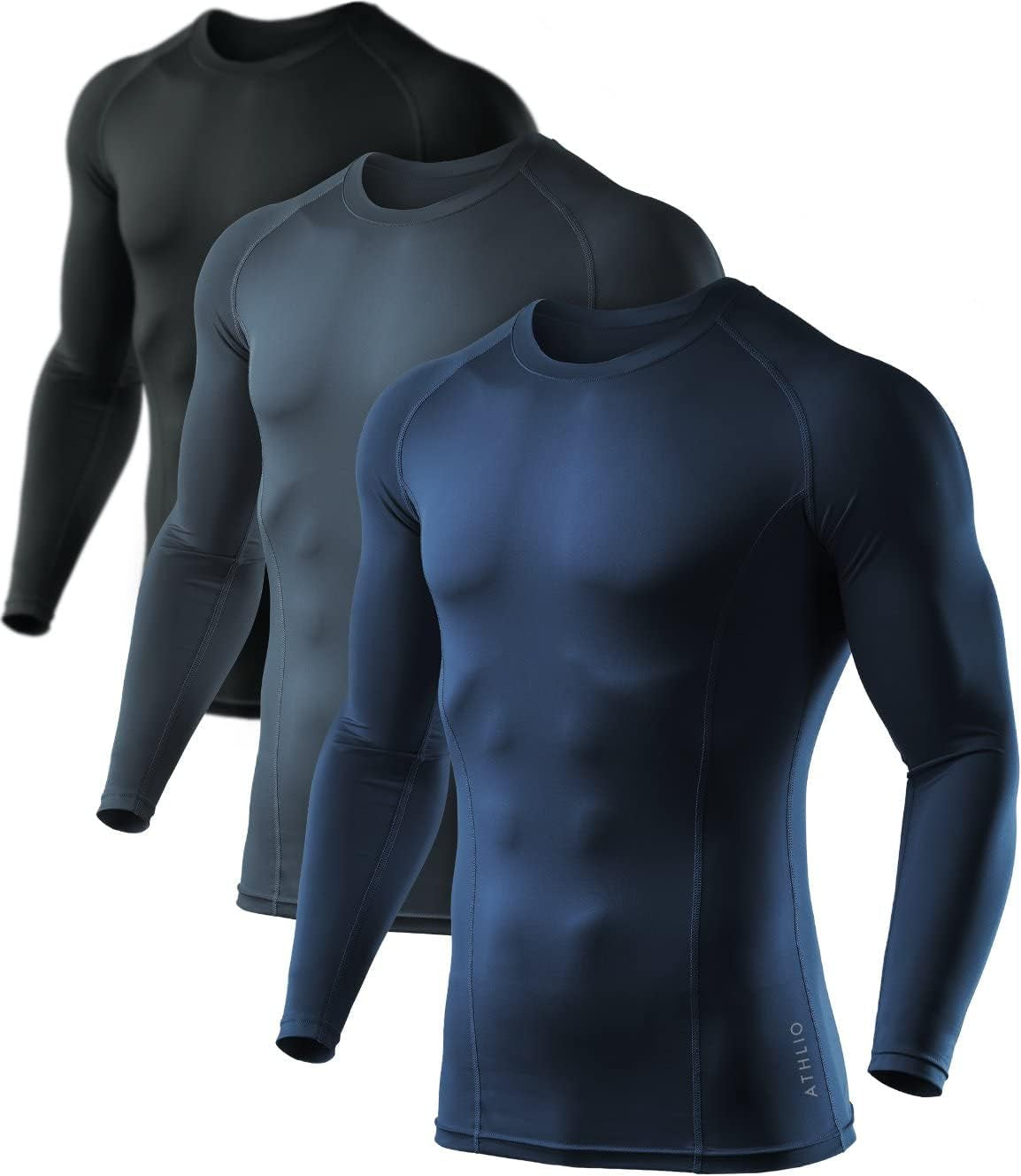 Men's UPF 50+ Long Sleeve Compression Rash Guard for Water Sports and Athletic Training