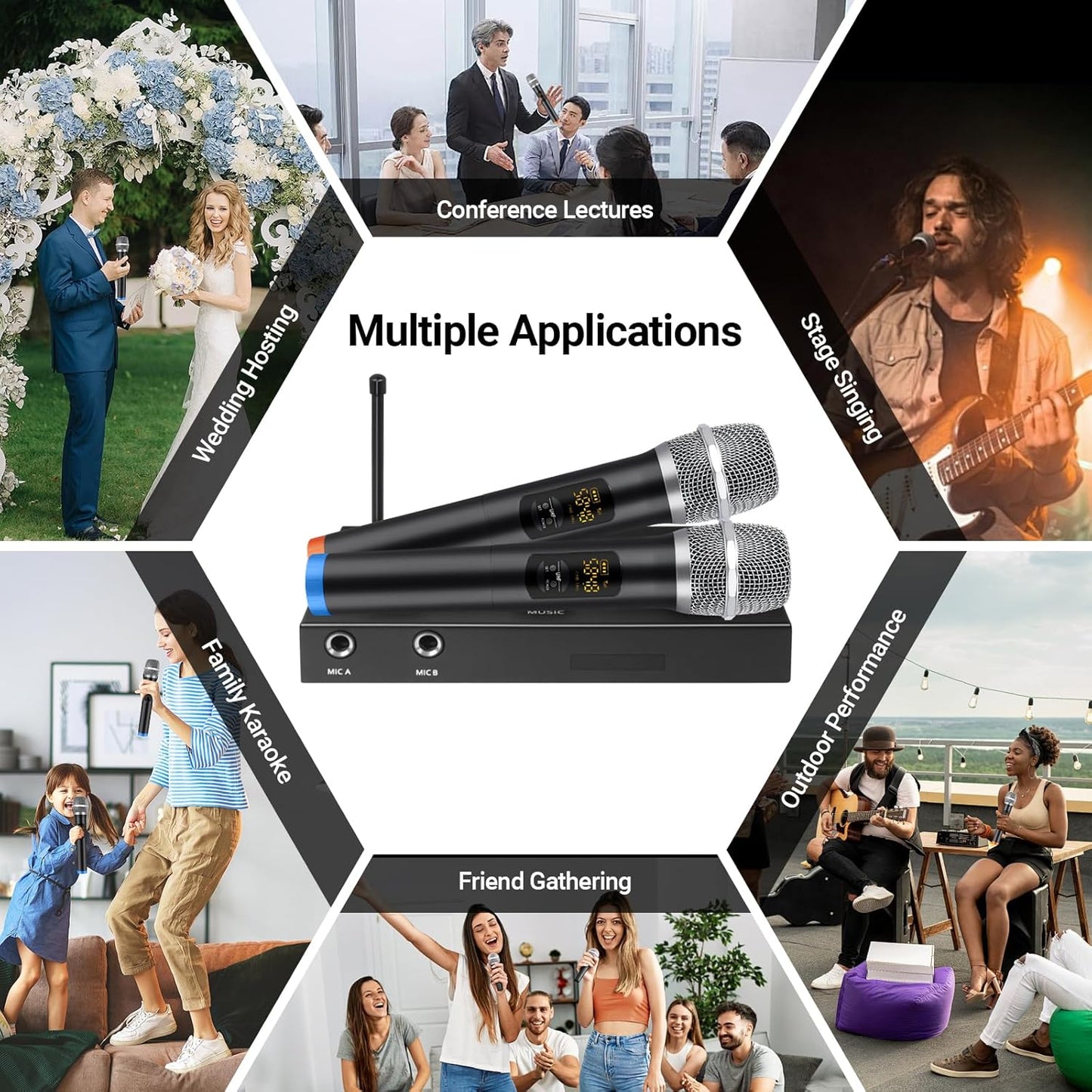 Karaoke Microphone Wireless System, Portable Karaoke Microphone Mixer System Wit