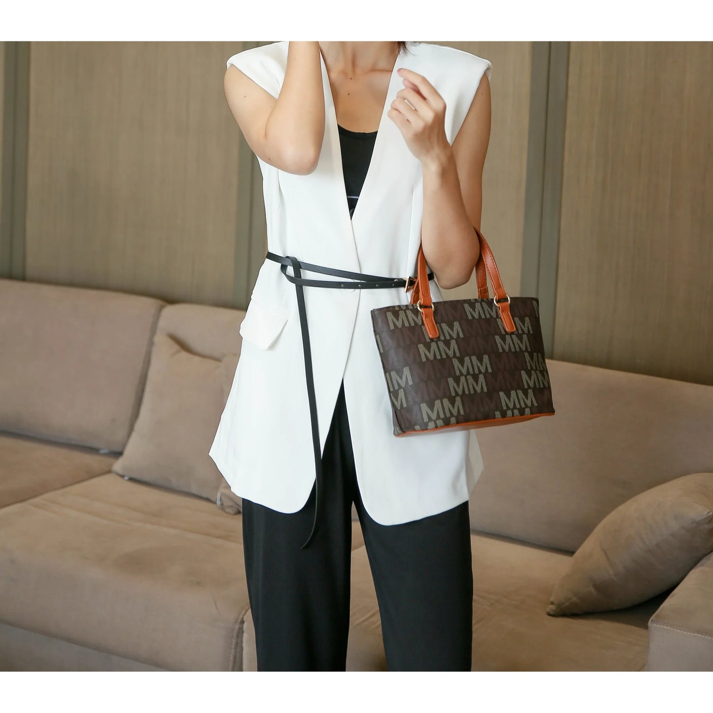 Alexy 4-Piece Women's Tote Bag Set - Stylish Tan Handbag with Pouch Purse & Wristlet Wallet