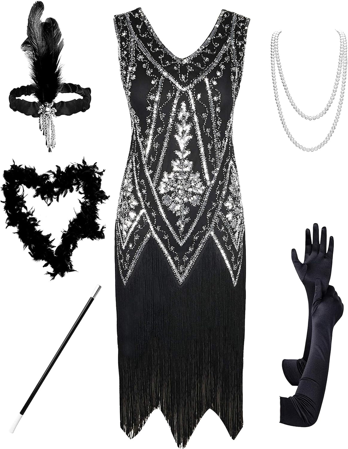 Elegant 1920s Flapper Dress for Women - Vintage Swing Fringed Gatsby Style