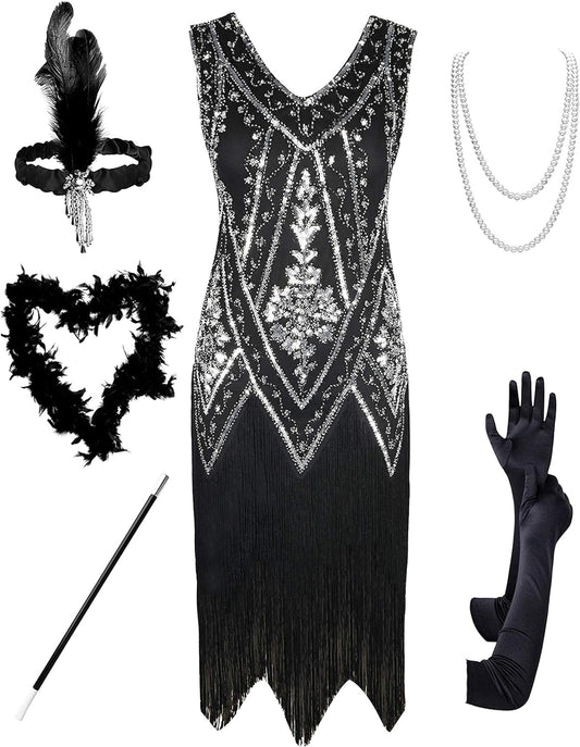 Elegant 1920s Flapper Dress for Women - Vintage Swing Fringed Gatsby Style