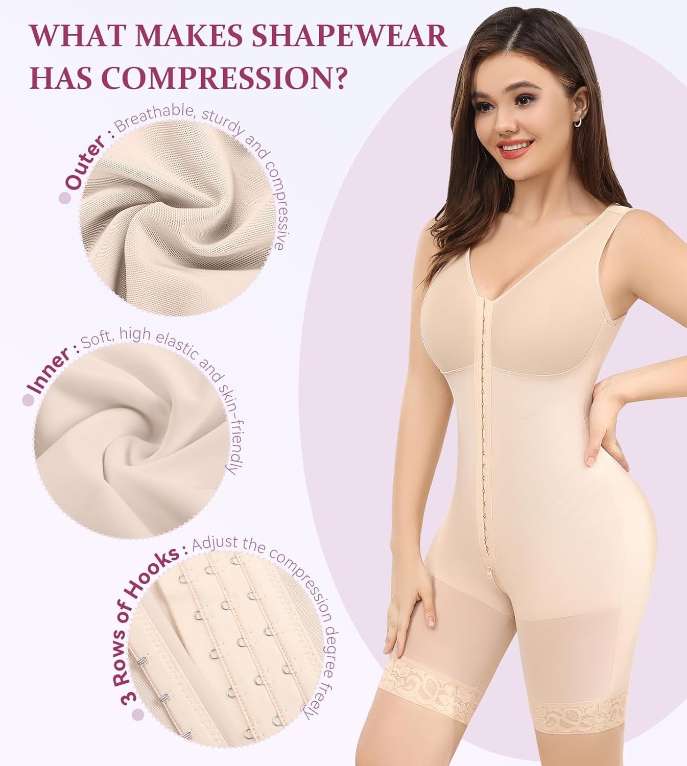 Fajas Colombianas Shapewear for Women Tummy Control Bodysuit Body Shaper for Women Post Surgery Compression