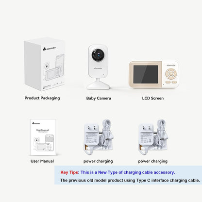 EBE28 Video Baby Monitor with 2.8" LCD Screen, Night Vision, Two-Way Audio, and 1200FT Range