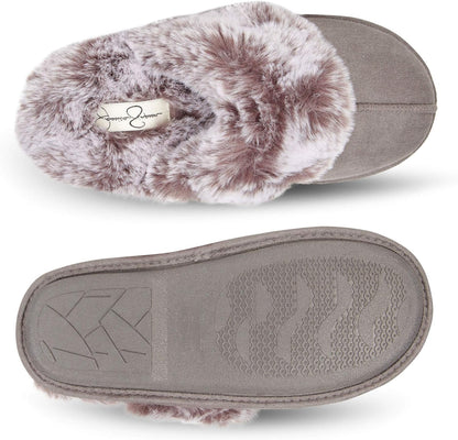Women's Cozy Faux Fur House Slippers with Memory Foam and Anti-Skid Sole