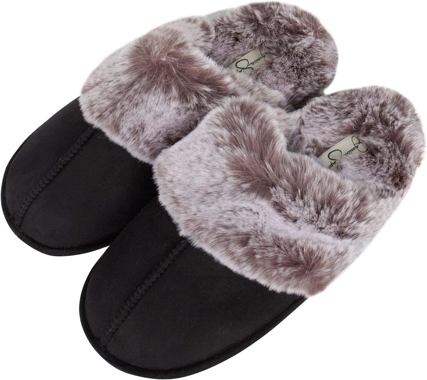 Women's Faux Fur Memory Foam House Slippers with Anti-Skid Sole