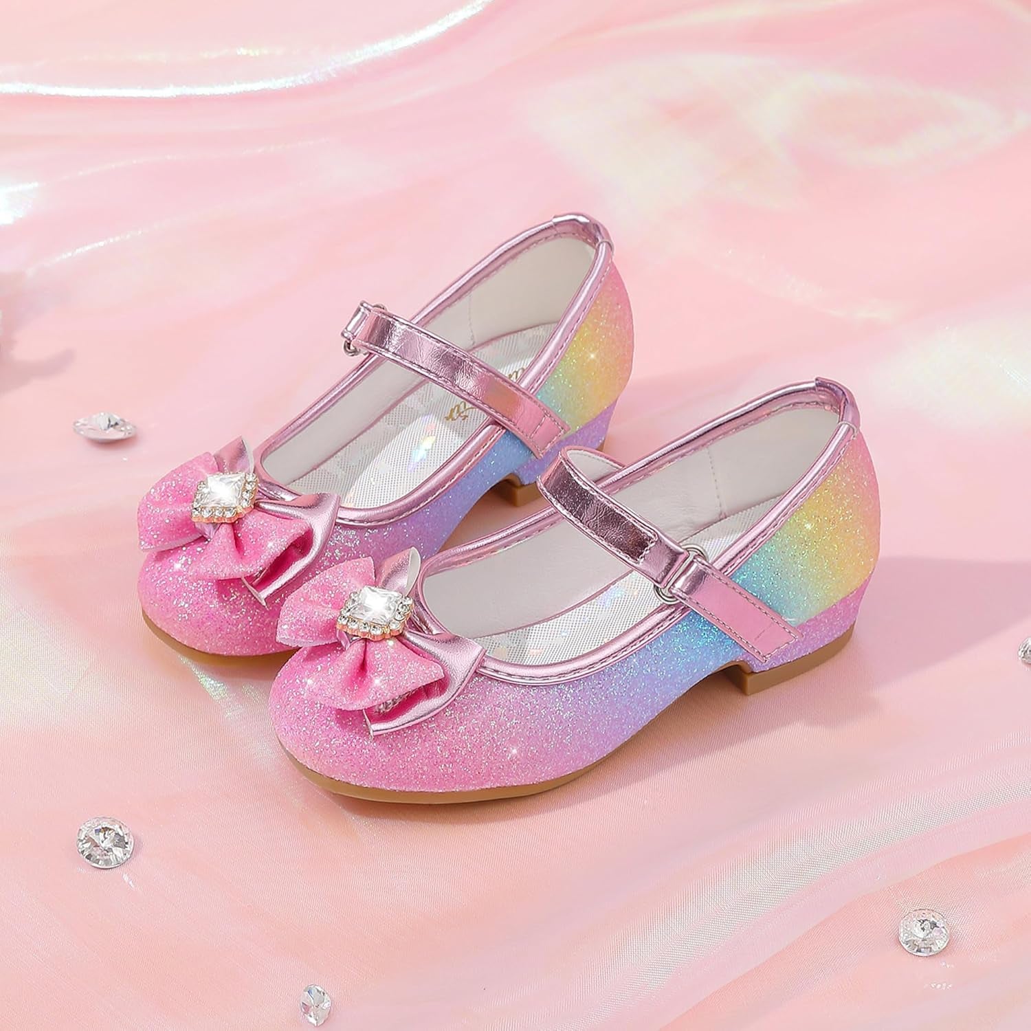 Girls' Mary Jane Dress Shoes - Glitter Heels for Weddings and Special Occasions