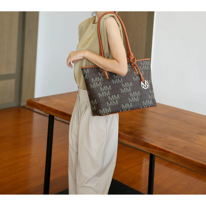 Alexy 4-Piece Women's Tote Bag Set - Stylish Tan Handbag with Pouch Purse & Wristlet Wallet