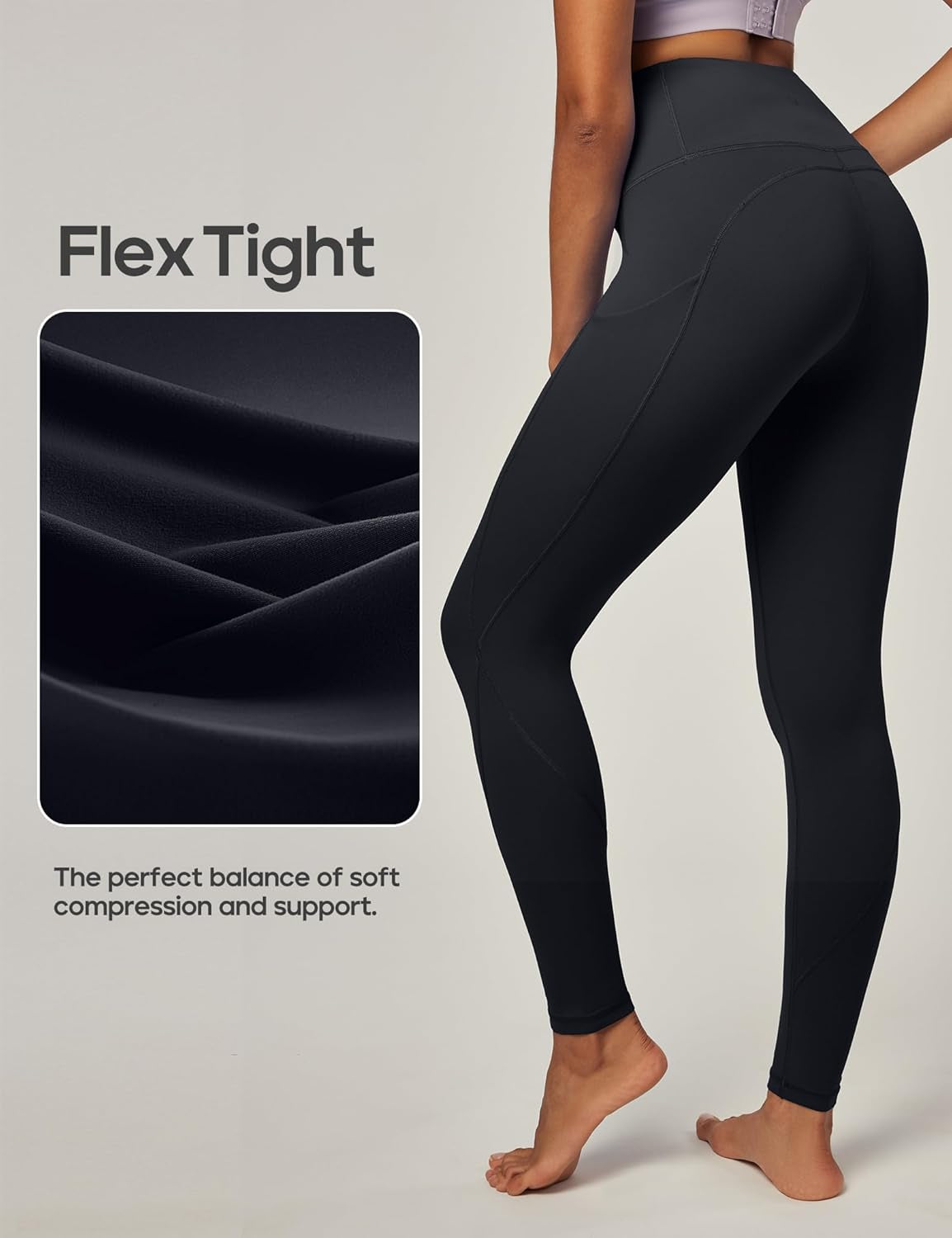 Women's High-Waisted Yoga Pants with Pockets - Tummy Control Compression Leggings for Workout and Running