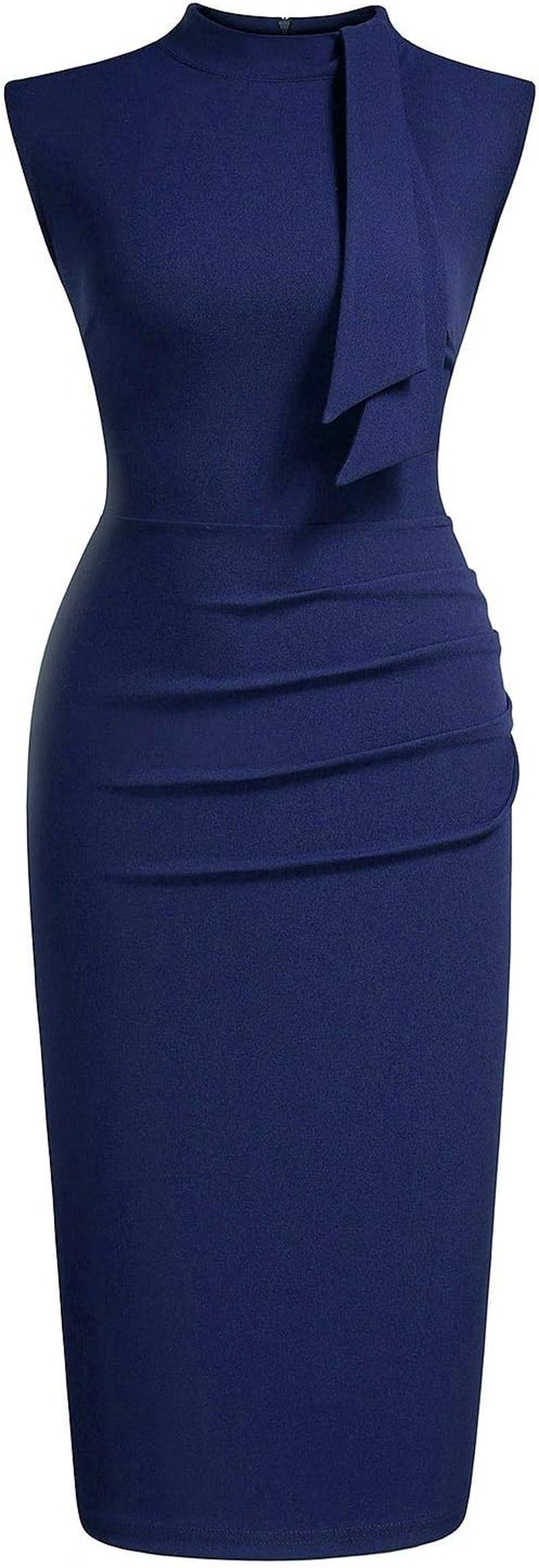 Women's Vintage 1950s Inspired Half Collar Ruffle Cocktail Pencil Dress