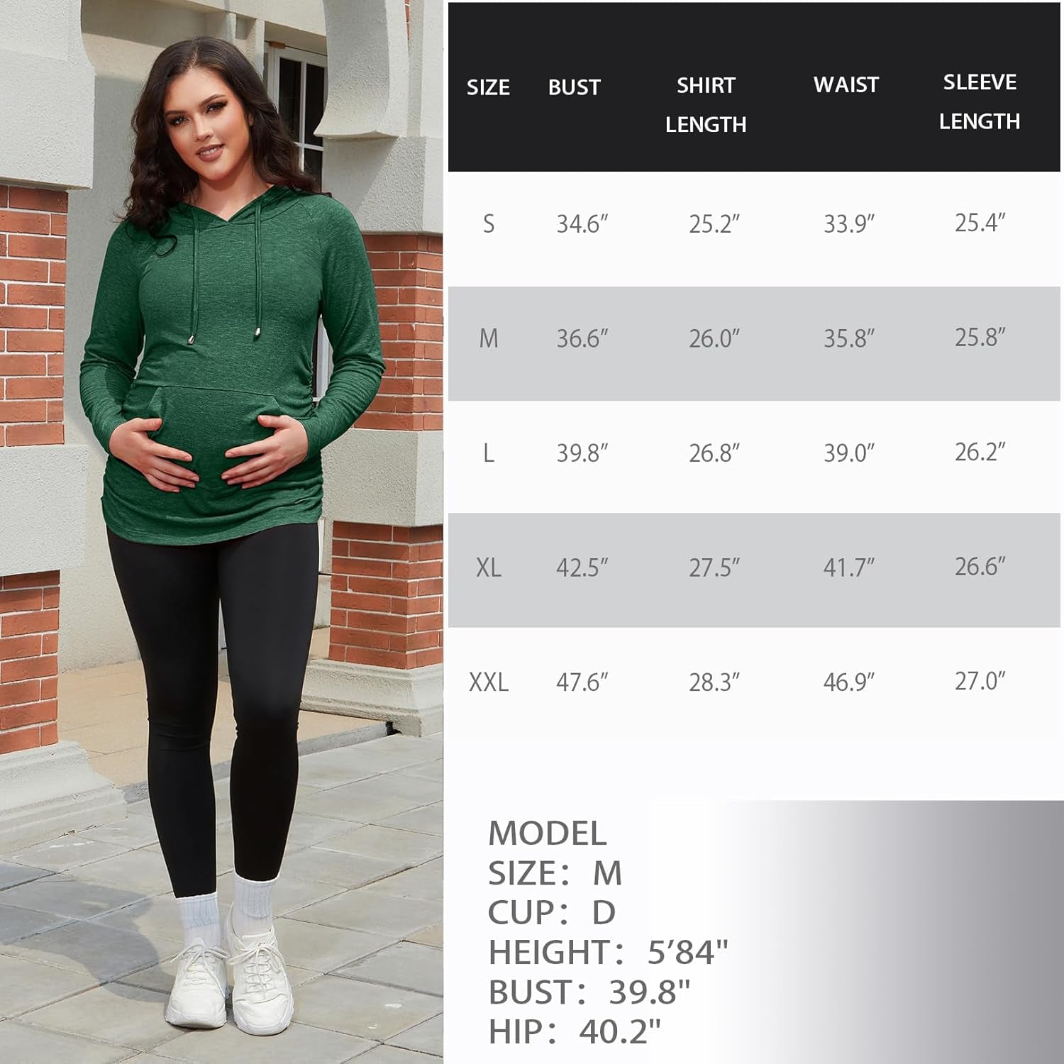 Long Sleeve Maternity Hoodie - Casual Pregnancy Sweatshirt