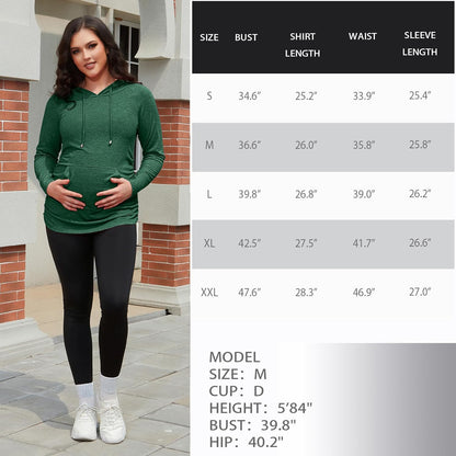 Long Sleeve Maternity Hoodie - Casual Pregnancy Sweatshirt