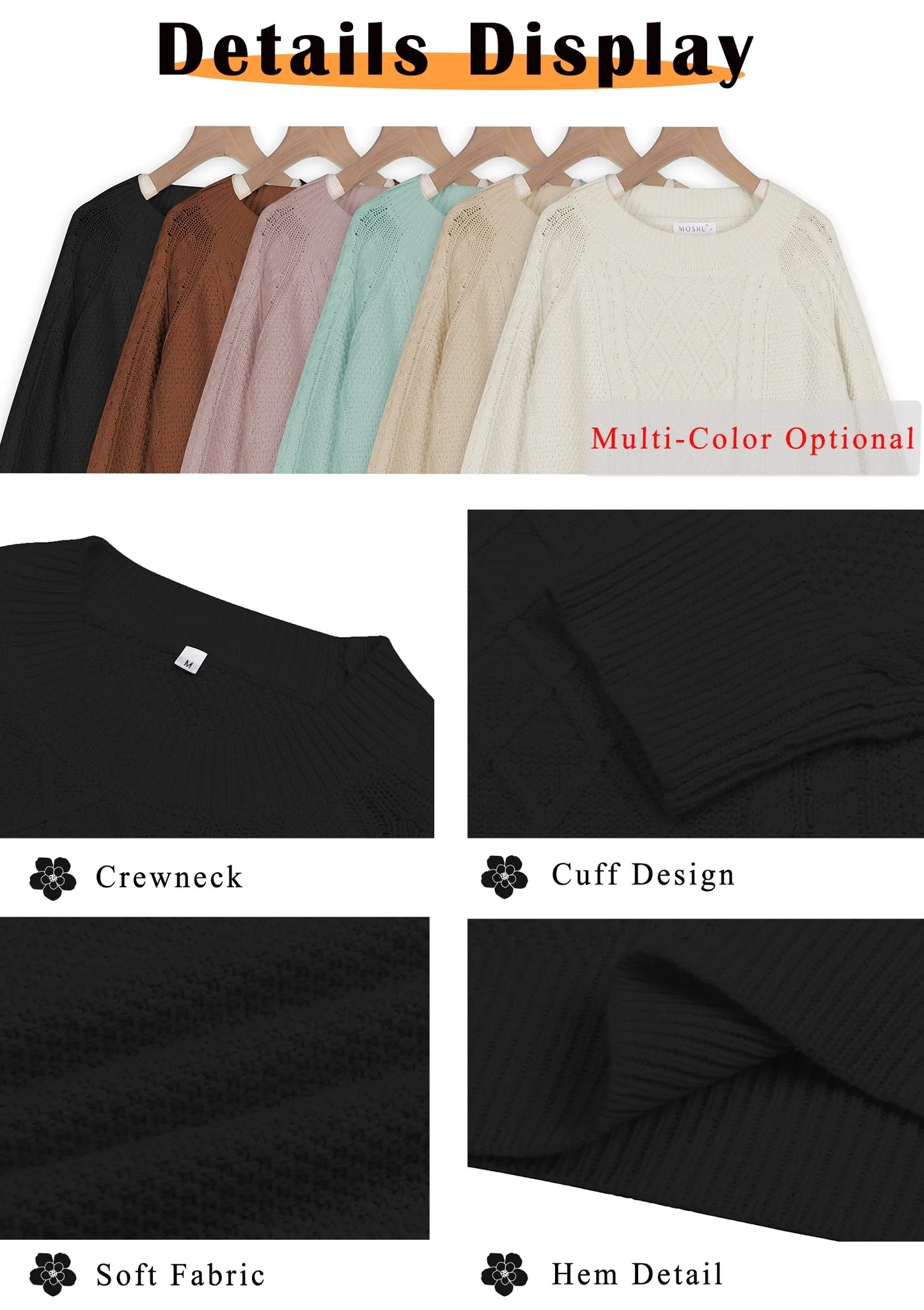 Cozy Chic:  Oversized Cable Knit Chunky Pullover Sweater for Women