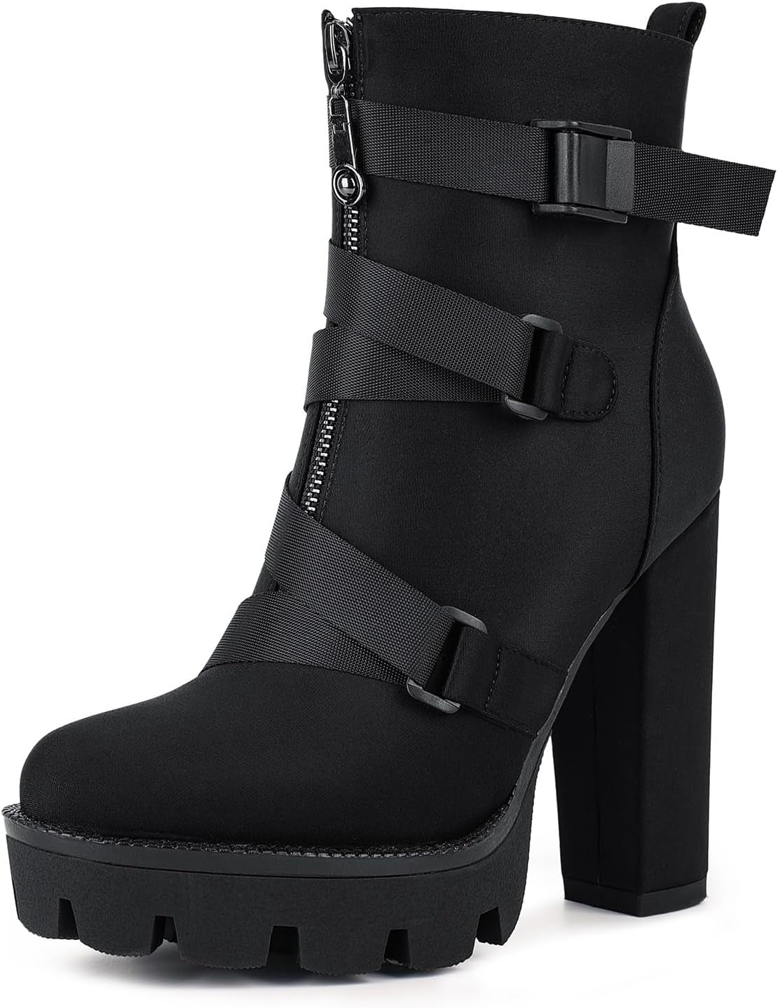 Women's Platform Combat Boots with Chunky Heels and Lace-Up Design