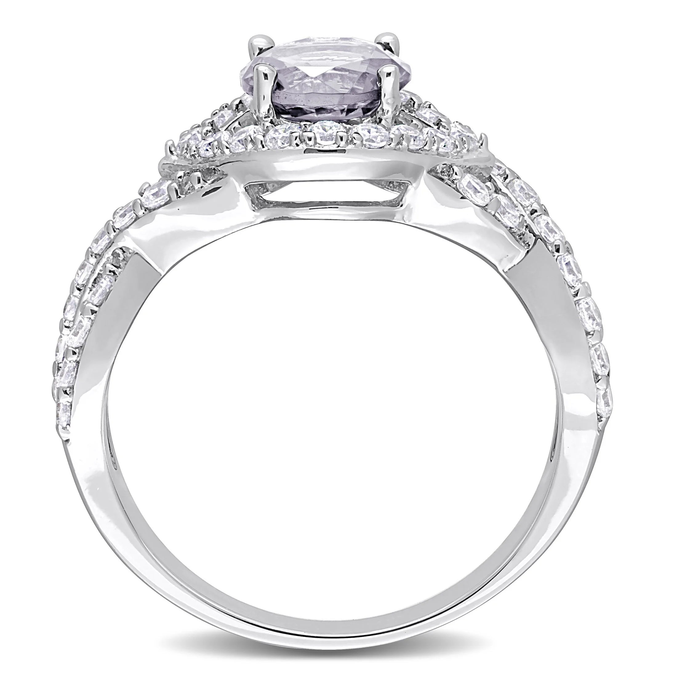 Stunning  Women's Created Sapphire Engagement Ring in Sterling Silver