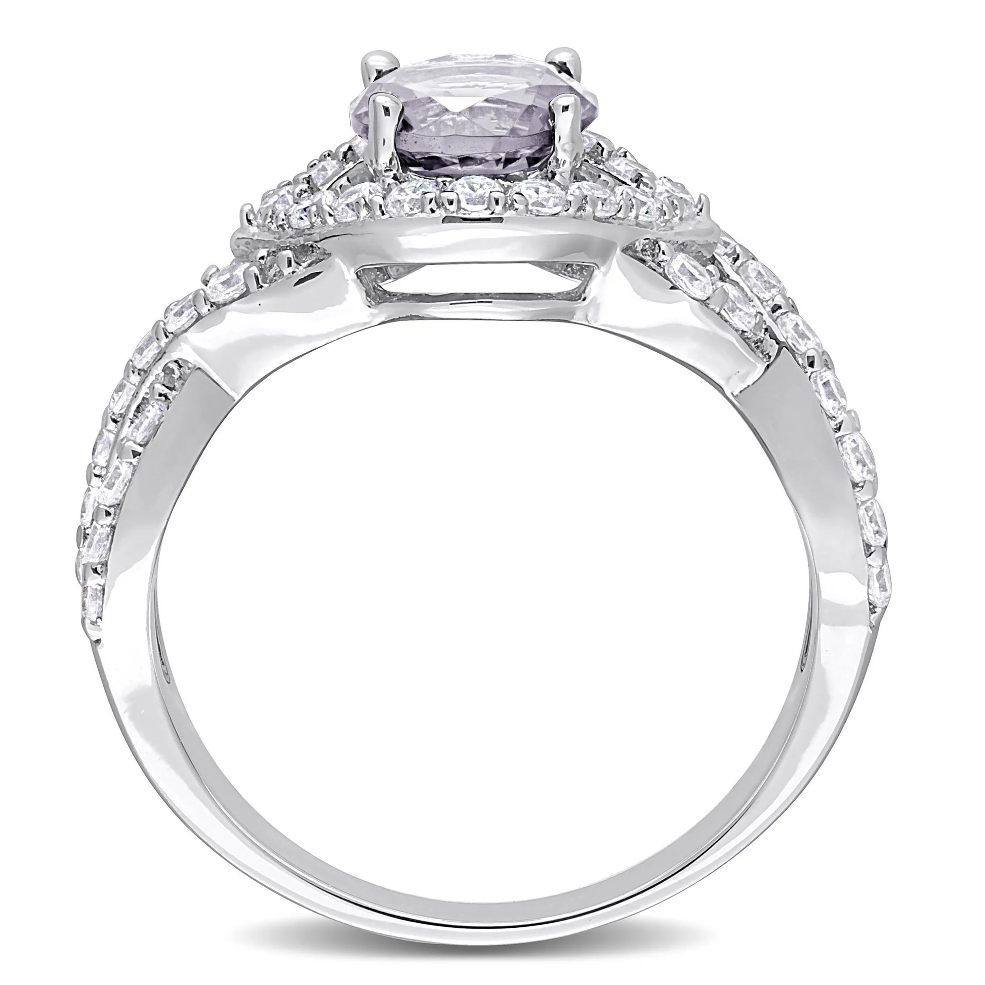 Stunning  Women's Created Sapphire Engagement Ring in Sterling Silver