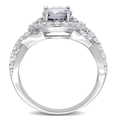 Stunning  Women's Created Sapphire Engagement Ring in Sterling Silver