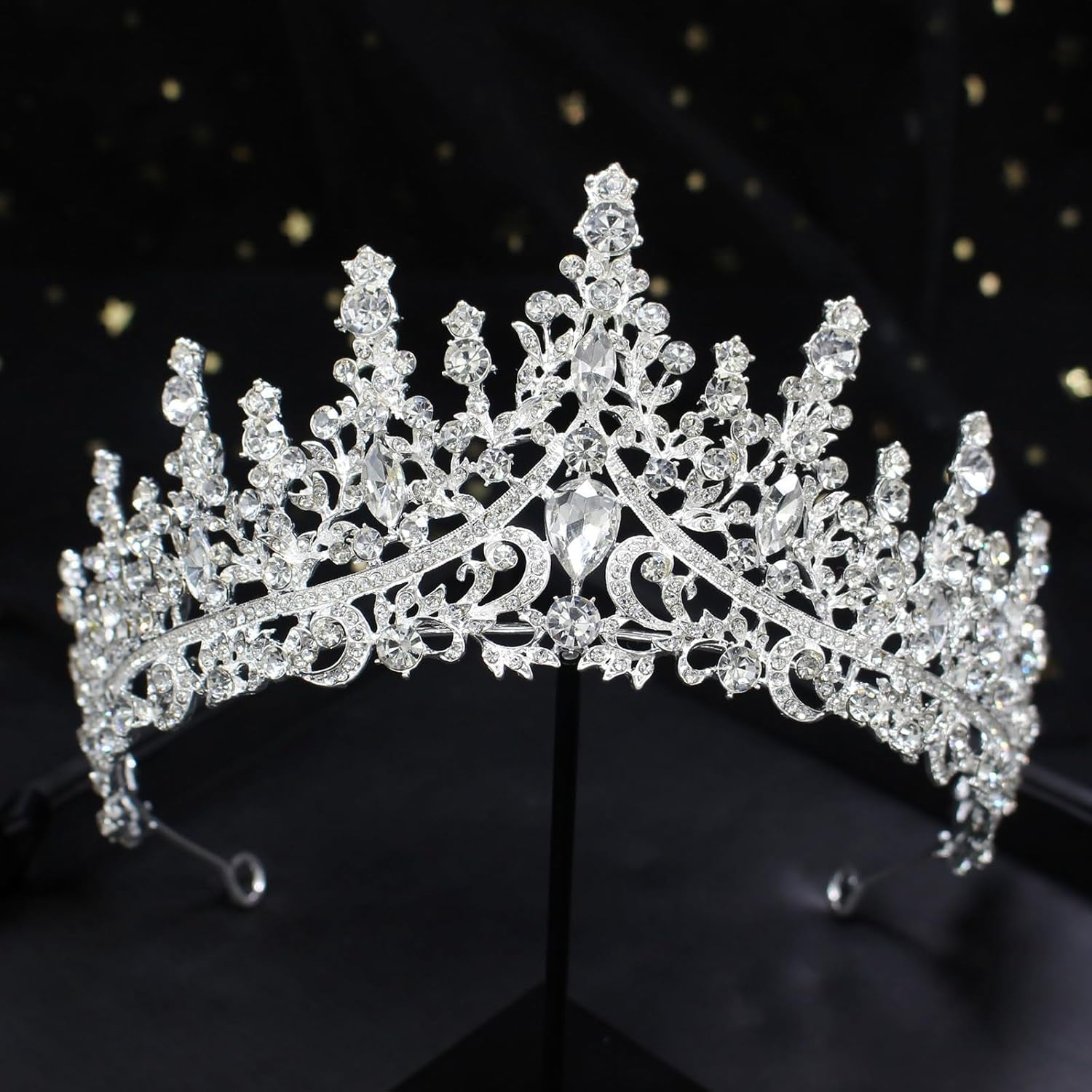 Silver Tiara and Crown for Women - Crystal Rhinestone Accessories for Bridal, Birthday, Prom, Halloween, and Costume Events