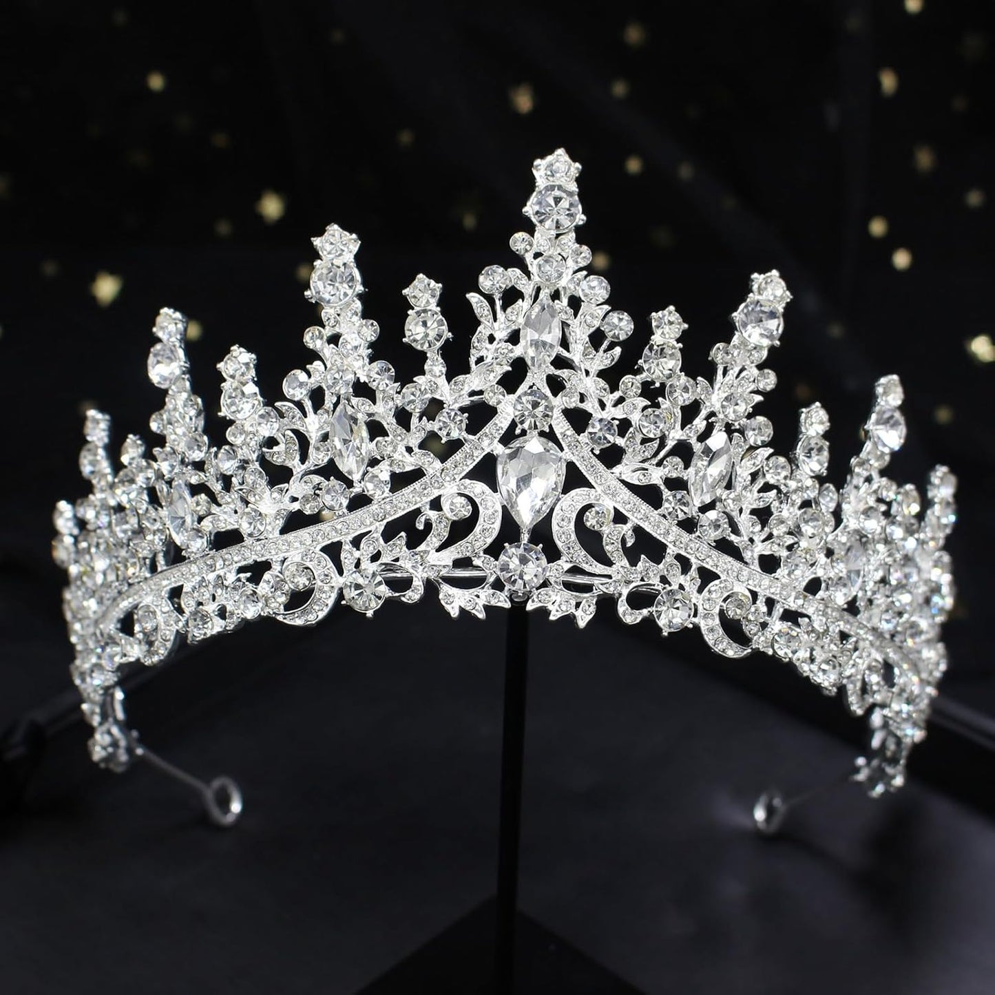 Silver Tiara and Crown for Women - Crystal Rhinestone Accessories for Bridal, Birthday, Prom, Halloween, and Costume Events