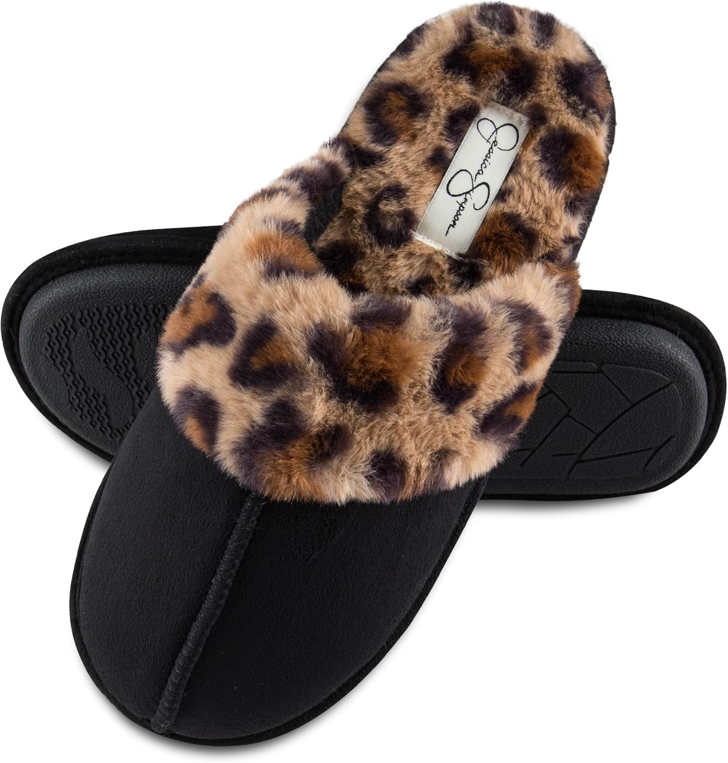 Women's Faux Fur Memory Foam House Slippers with Anti-Skid Sole