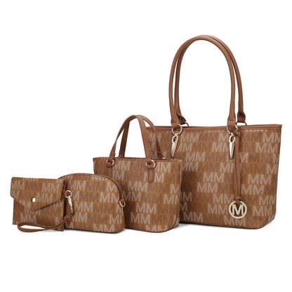 Alexy 4-Piece Women's Tote Bag Set - Stylish Tan Handbag with Pouch Purse & Wristlet Wallet