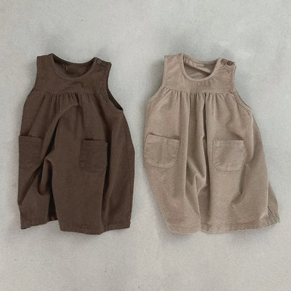 Childrens Clothing 2025 Korean Girls Autumn and Winter Clothing New Dress Girls Fashionable O-neck Vest Doll Skirt