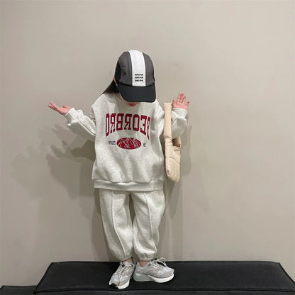 Girls' set, new autumn style, letter embroidery sports sweater + fashionable pants, 2-piece set
