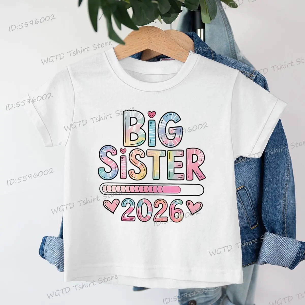 Girls Big Sister 2026 T-Shirt Cute Kawaii Graphic Toddler Tee Funny Birthday Gift for Girls Sibling Matching Outfit Kids Clothes