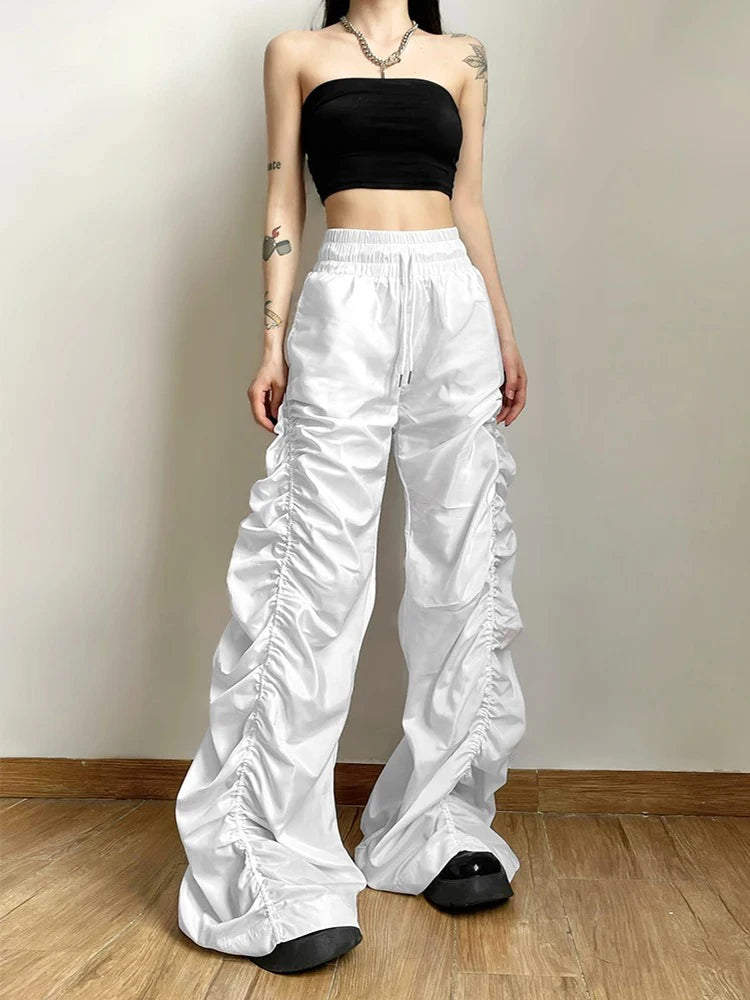 Fashion Trend Personalized Self-Confidence Avant-Garde Cool All-Match Casual Loose Girl High Waist Wide Leg Lantern Pants