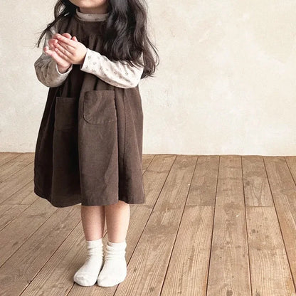Childrens Clothing 2025 Korean Girls Autumn and Winter Clothing New Dress Girls Fashionable O-neck Vest Doll Skirt