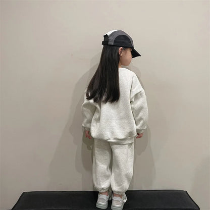 Girls' set, new autumn style, letter embroidery sports sweater + fashionable pants, 2-piece set