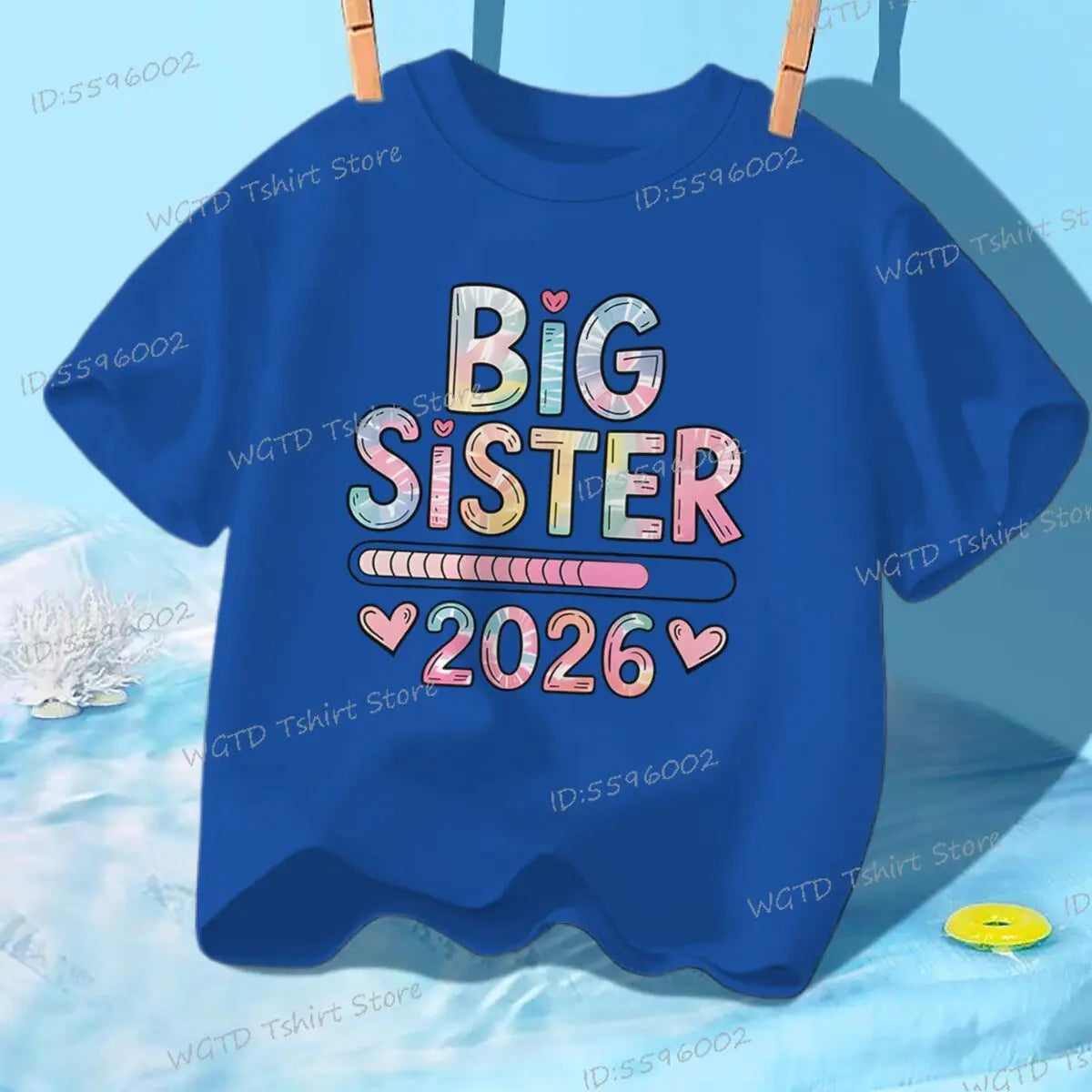 Girls Big Sister 2026 T-Shirt Cute Kawaii Graphic Toddler Tee Funny Birthday Gift for Girls Sibling Matching Outfit Kids Clothes