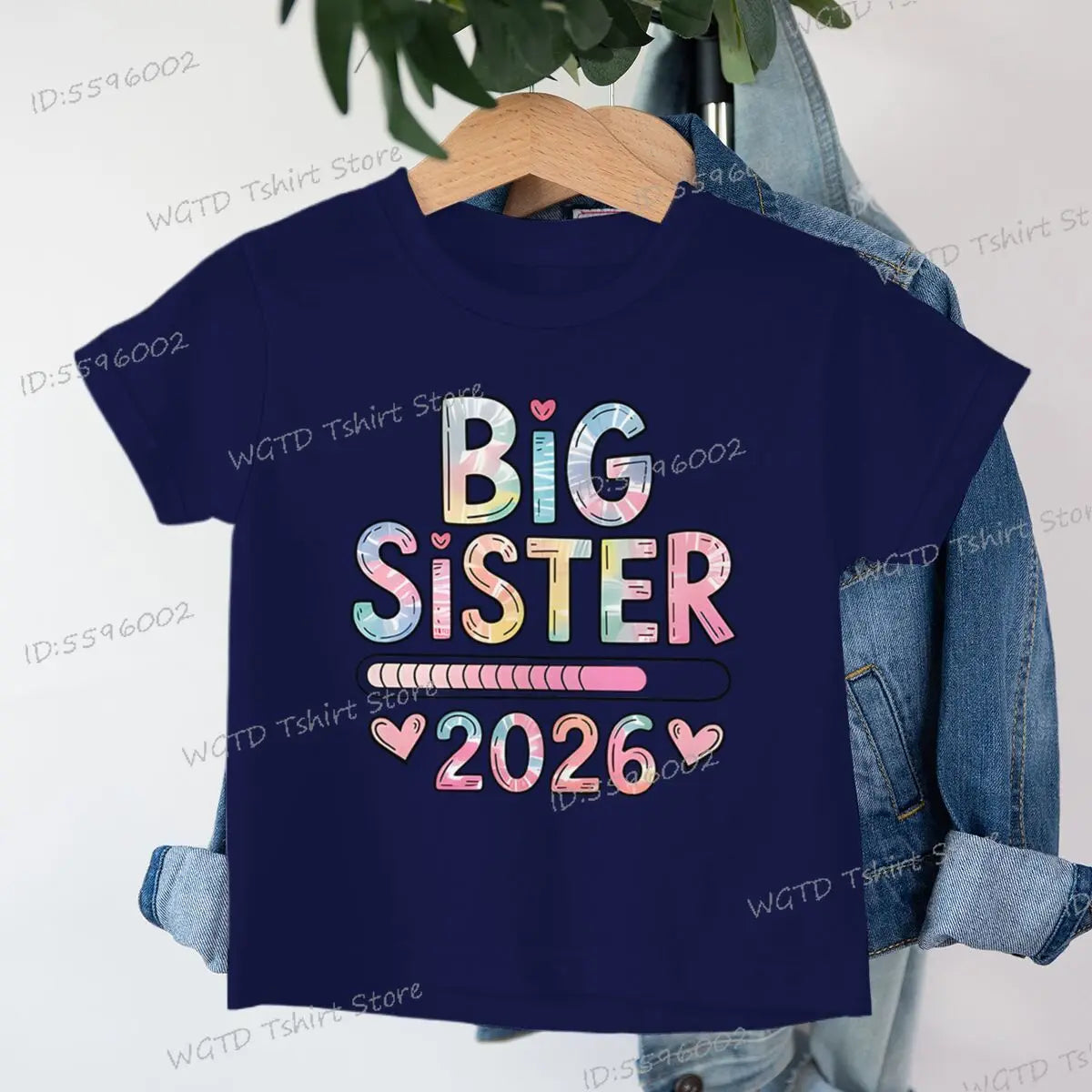 Girls Big Sister 2026 T-Shirt Cute Kawaii Graphic Toddler Tee Funny Birthday Gift for Girls Sibling Matching Outfit Kids Clothes