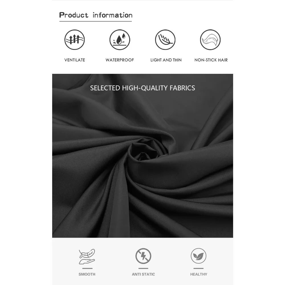 Black Waterproof Hairdressing Coat Gown Haircut Cloth for Barbershop Stylists Professional Hairdress Cape