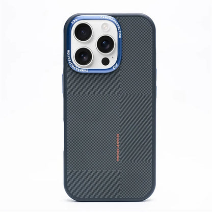 Matte Carbon Fiber Texture MagSafe Phone Case For iPhone 17 16 15 14 Pro Max 17Air Wireless Charging Alloy Lens Shockproof Cover