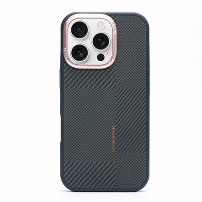 Matte Carbon Fiber Texture MagSafe Phone Case For iPhone 17 16 15 14 Pro Max 17Air Wireless Charging Alloy Lens Shockproof Cover