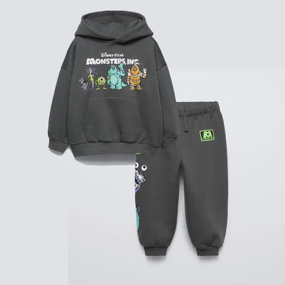 Cartoon Car Kids Hoodies Outfits Spring Clothing Loose Casual Hooded Tops + Pants Children Two Piece Set Toddler Costume Suits