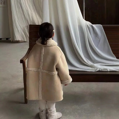 Children's Coats Girl's Coat Is A Thick Lamb's Wool Coat Camel and Fleece Overcoat Kids Jackets for Girls 2 To 6 Years