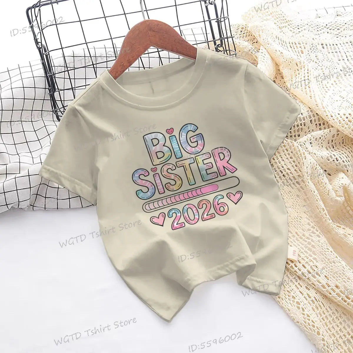Girls Big Sister 2026 T-Shirt Cute Kawaii Graphic Toddler Tee Funny Birthday Gift for Girls Sibling Matching Outfit Kids Clothes