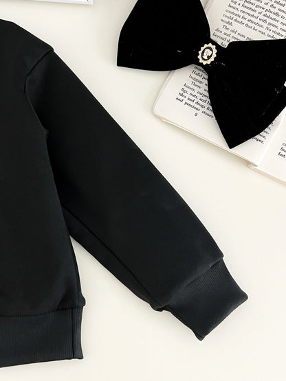 children's clothing for 3-7 years  white bow printed long-sleeved top + pants autumn girls set