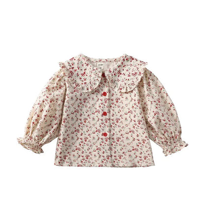 Girls Shirt 2024 Spring New Baby Long Sleeved Shirt Korean Fashion Doll Shirt Little Girl Fashionable Top Blouse for Girls