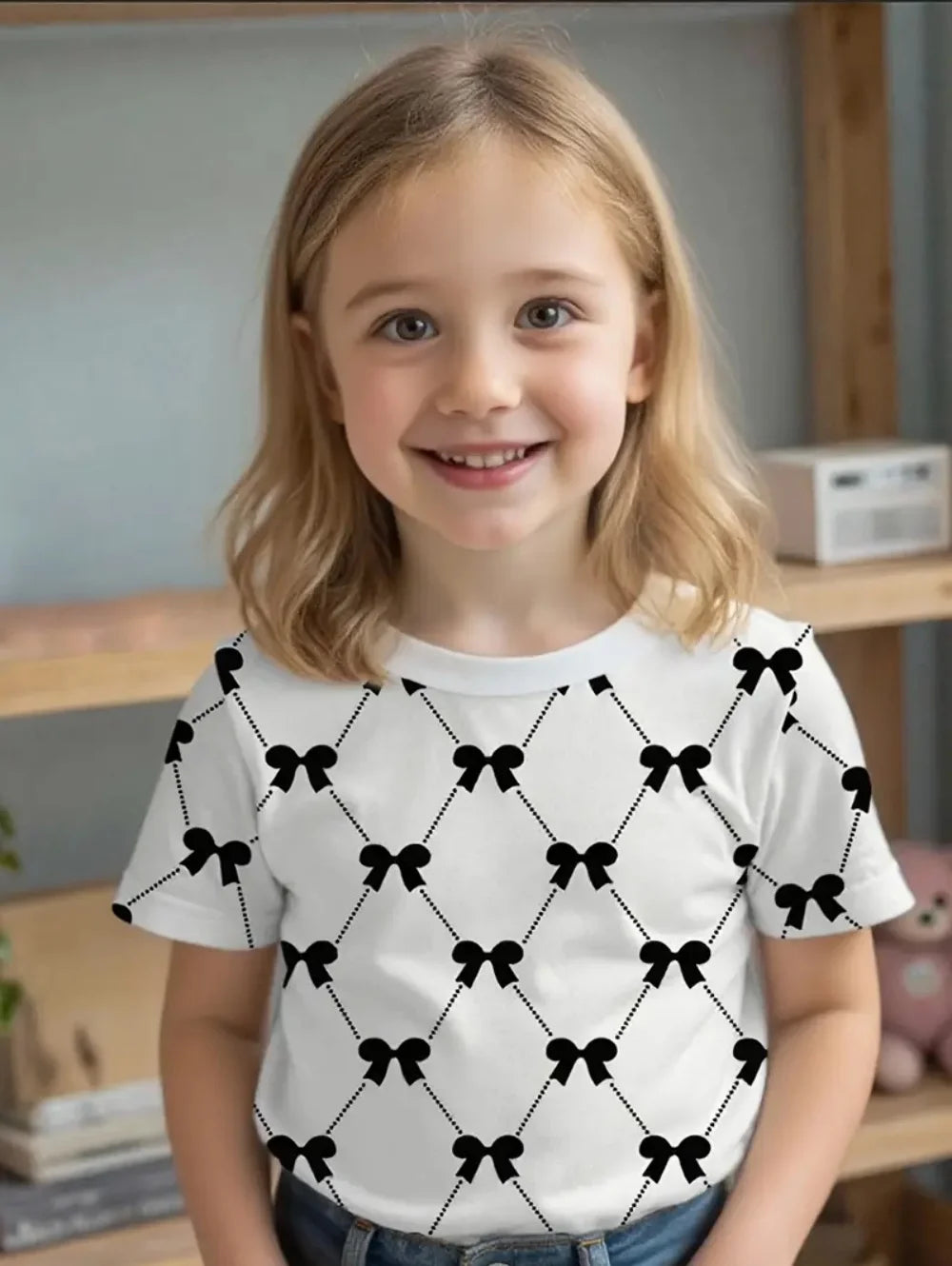 Kids Clothes Children's T-Shirt Girl Short Sleeve Top Cartoon Bow Kawaii Girls Summer Clothes Child T-Shirt Children's Clothing