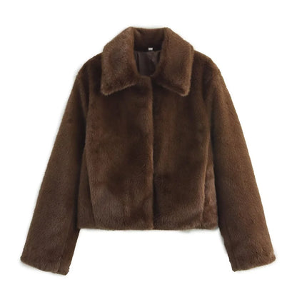 New winter fashion women's casual avant-garde design with European and American style brown fur integrated jacket