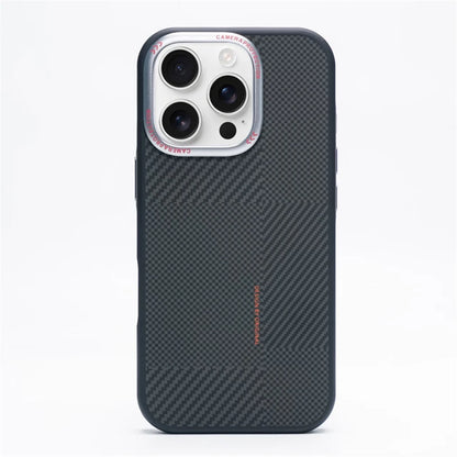 Matte Carbon Fiber Texture MagSafe Phone Case For iPhone 17 16 15 14 Pro Max 17Air Wireless Charging Alloy Lens Shockproof Cover