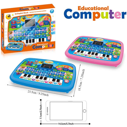 Kids’ Education LED Tablet Toy, Age 3+ Literacy Math Music Learning, Doubles as Electronic Keyboard, Birthday Christmas Gift
