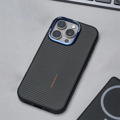 Matte Carbon Fiber Texture MagSafe Phone Case For iPhone 17 16 15 14 Pro Max 17Air Wireless Charging Alloy Lens Shockproof Cover