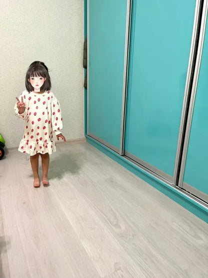 Girls' Dress Cartoon Strawberries  Autumn New Korean Girls' Splicing Pleated Dress Printed Baby Kids Casual Clothes