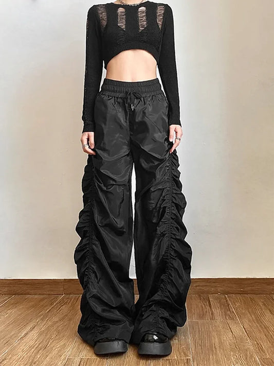 Fashion Trend Personalized Self-Confidence Avant-Garde Cool All-Match Casual Loose Girl High Waist Wide Leg Lantern Pants