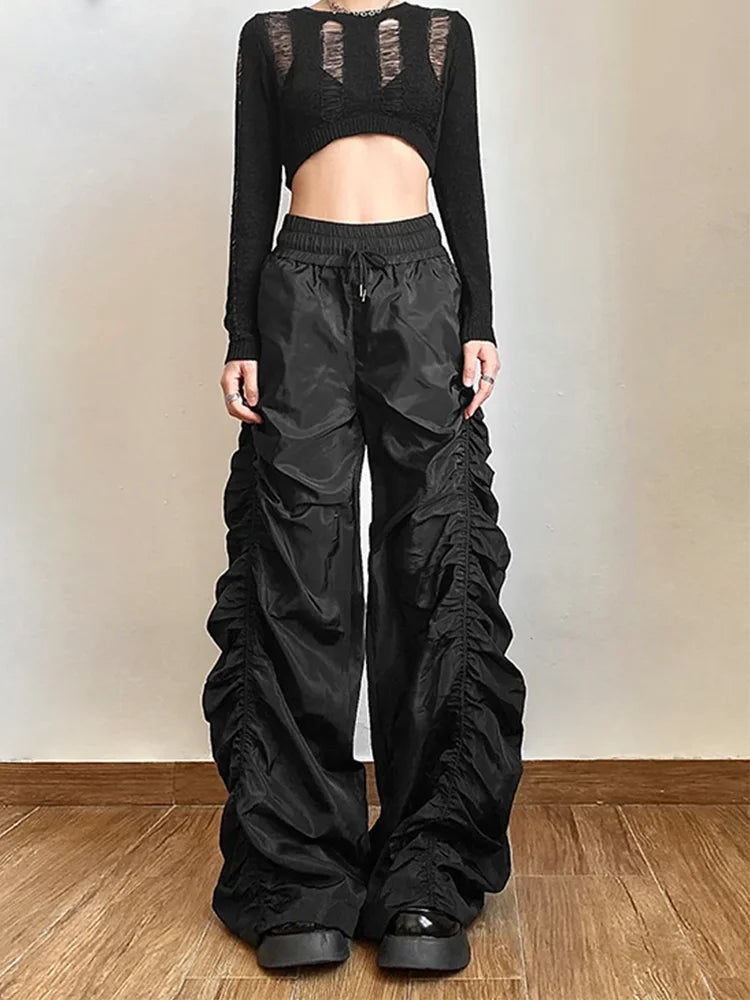 Fashion Trend Personalized Self-Confidence Avant-Garde Cool All-Match Casual Loose Girl High Waist Wide Leg Lantern Pants
