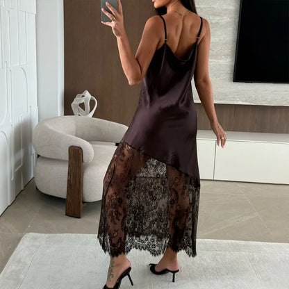 Fashion 2026 Early Spring Series New Women's Casual Style Dress Lace Hollow Strap Solid Color Elegant Dress