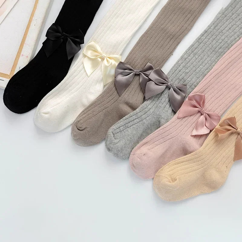 Spring Autumn Baby Girls Tights Cotton Knitting Tights for Girls Fashion Bowknot Children Girls Pantyhose Soft Leggings